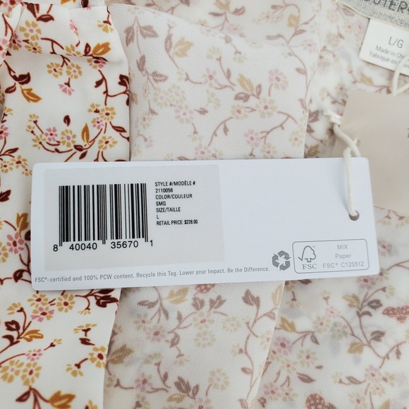 OUTERKNOWN Floral Print V Neck Short Sleeve Mini Dress Lightweight Womens Large - Picture 10 of 11